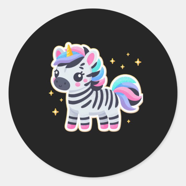 Niedlich Unicorn Zebra Sticker (Vorderseite)
