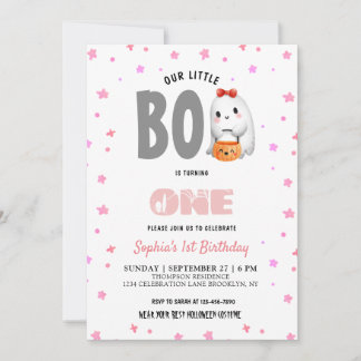 Niedlich unser kleiner Boo Pink Geburtstag Einladung