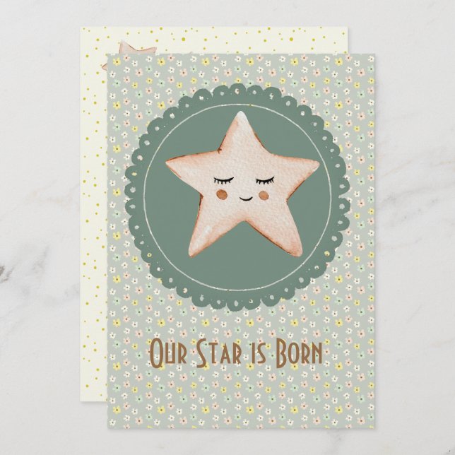 Niedlich Unser Stern ist ein Geborener Junge oder  Ankündigung (Vorne/Hinten)