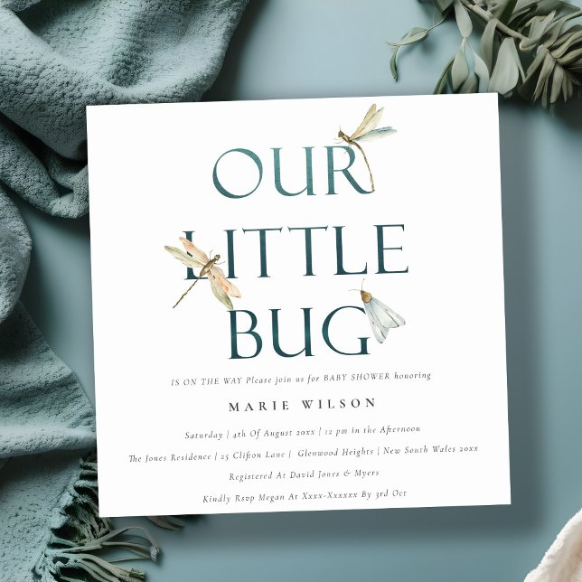 Niedlich unsere kleine Bug Blue Dragonfly Babydusc Einladung (Von Creator hochgeladen)