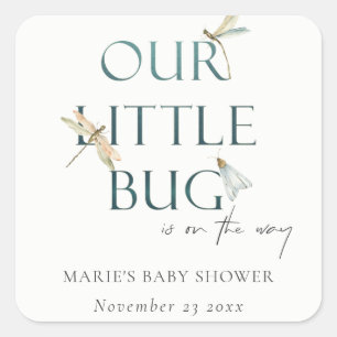 Niedlich unsere kleine Bug Blue Dragonfly Babydusc Quadratischer Aufkleber