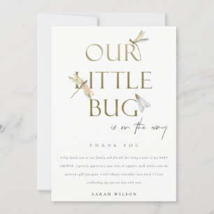 Niedlich unsere kleine Bug Gold Dragonfly Babydusc Dankeskarte