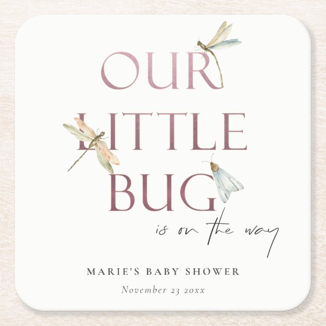 Niedlich unsere kleine Bug Pink Dragonfly Babydusc Rechteckiger Pappuntersetzer (Vorderseite)