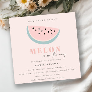 Niedlich unsere kleine Melon Pastel Pink Babydusch Einladung