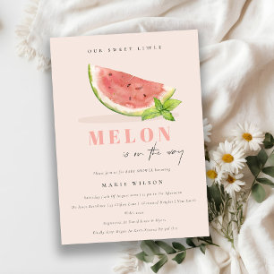 Niedlich unsere kleine Melon Watercolor Blush Baby Einladung