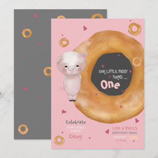 Niedlich "UNSERE KLEINE PIGGY" | "Liebe & Bagels" Einladung
