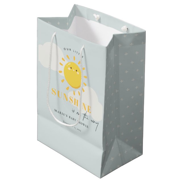 Niedlich unsere kleine Sonnenschein-Junge Blue Bab Mittlere Geschenktüte (Vorderseite Schrägansicht)
