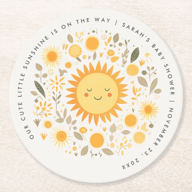 Niedlich unsere kleine Sonnenschutzdusche Boho Sun Runder Pappuntersetzer (Vorderseite)