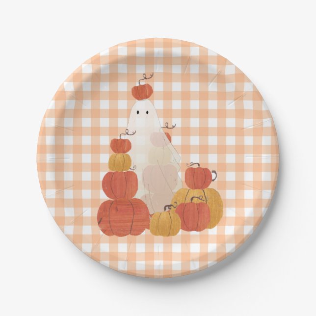 Niedlich Unsichtbares Halloween Pumpkin Ghost Ging Pappteller (Vorderseite)