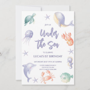 Niedlich unter dem Meer Boy Birthday Party Einladung