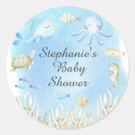 Niedlich unter dem Meer Boys Baby Dusche Gefallen Runder Aufkleber