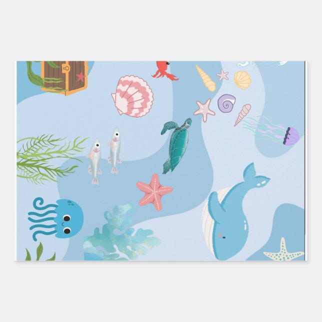 Niedlich unter dem Meer Geschenkpapier Set (Vorderseite)
