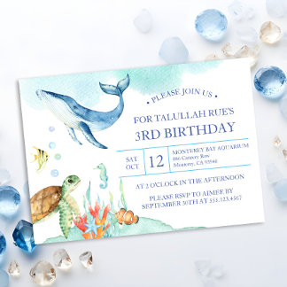Niedlich unter dem Meer Tiere zum Geburtstag Einladung