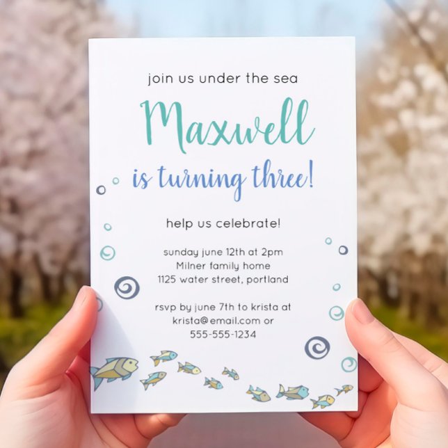 Niedlich unter dem Meer und dreitägiger Geburtstag Einladung (Von Creator hochgeladen)