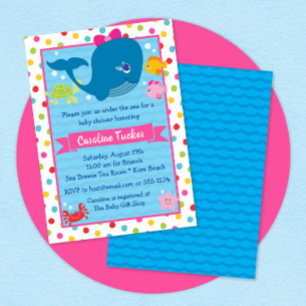 Niedlich unter dem Meer Whale Pink Girl Babydusche Einladung