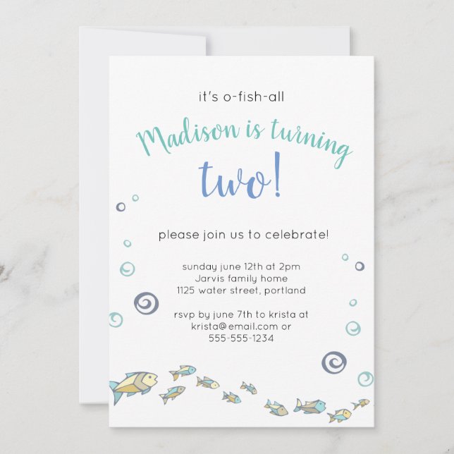 Niedlich unter dem Meeresfisch Einladung zum Gebur (Vorderseite)