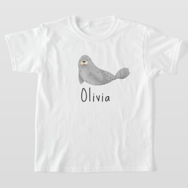 Niedlich unter dem Meeresmeer Siegel und Name T-Shirt (Ablage )
