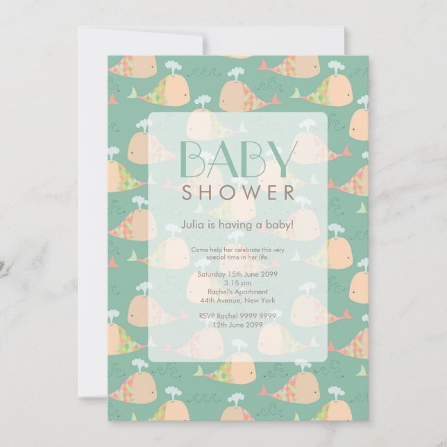 Niedlich unter der Sea Baby Dusche laden Einladung (Vorderseite)