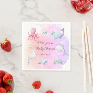 Niedlich unter der Sea Creatures Baby Shower Monog Serviette