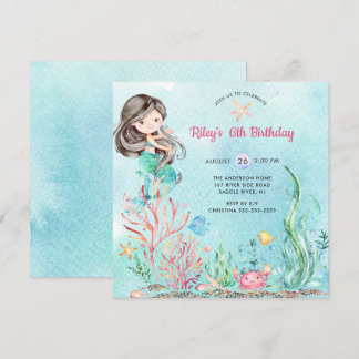 Niedlich unter Meeresmeerin Meerjungfrau Einladung