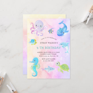 Niedlich unter Meereswasser Geburtstagsfeier Einla Einladung