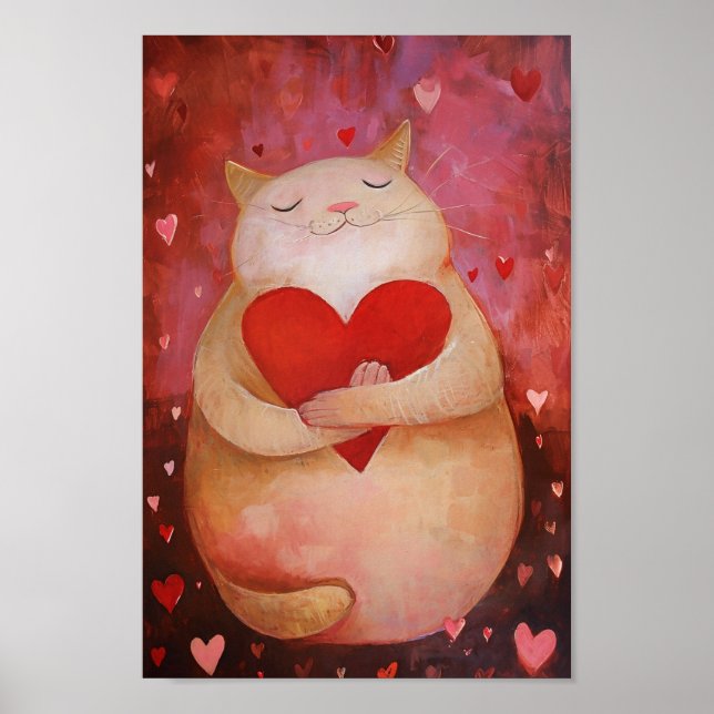 Niedlich Valentine Cat Poster (Vorne)