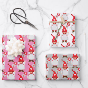 Niedlich Valentine Girl Gnome Pattern Geschenkpapier Set