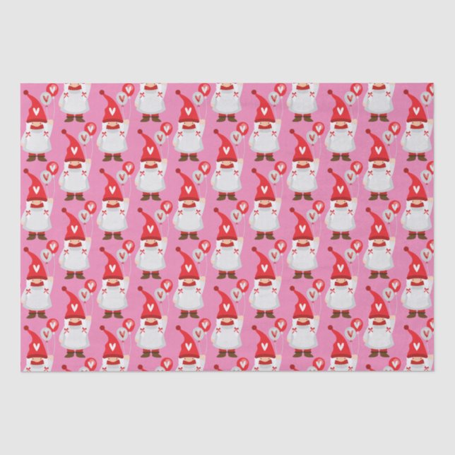 Niedlich Valentine Girl Gnome Pattern Seidenpapier (Vorderseite)
