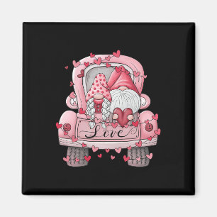 Niedlich Valentine Gnome Couple on Red Truck Liebe Magnet