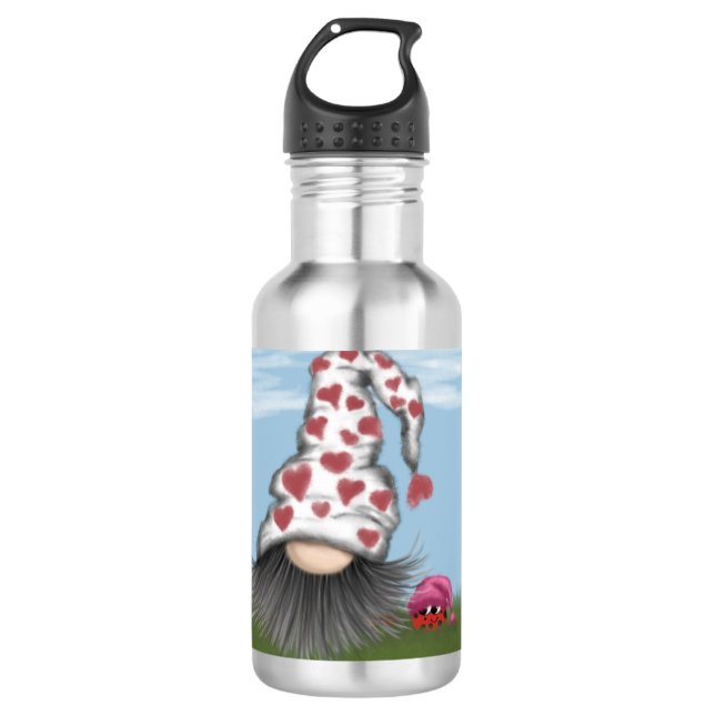 Niedlich Valentine Gnome Edelstahlflasche (Vorderseite)