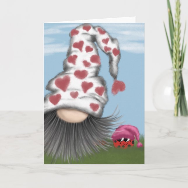 Niedlich Valentine Gnome Feiertagskarte (Vorderseite)