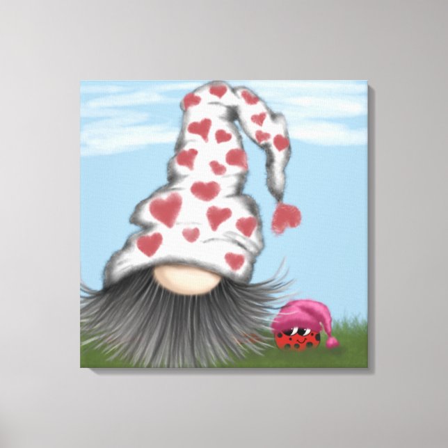 Niedlich Valentine Gnome Leinwanddruck (Vorderseite)