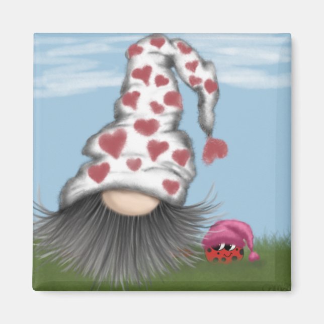 Niedlich Valentine Gnome Magnet (Vorne)