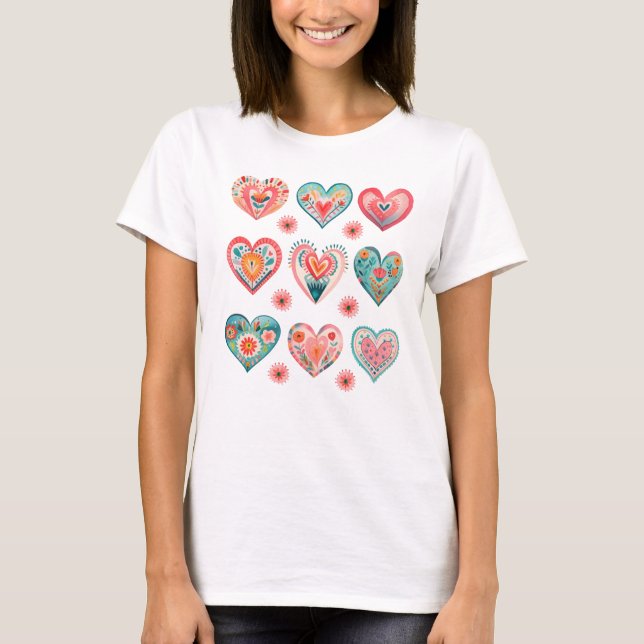 Niedlich Valentine Hearts T-Shirt (Vorderseite)