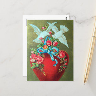 niedlich Valentine Vintage Vögel Postkarte