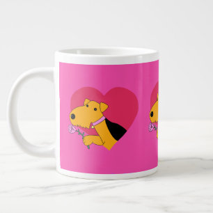 Niedlich Valentines Airedale Terrier Hund mit Rose Jumbo-Tasse