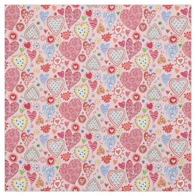 Niedlich Valentinherzen Liebe rosa Muster Stoff (Muster)