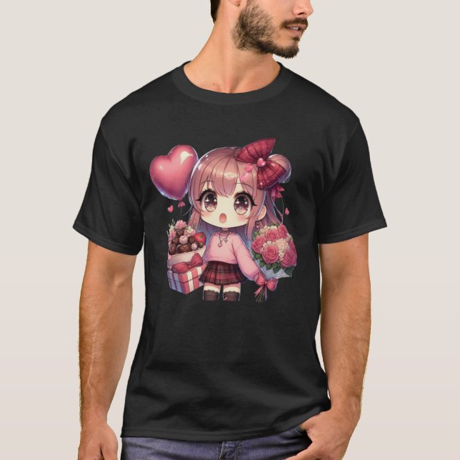 Niedlich Valentinstag-Anime T-Shirt (Vorderseite)