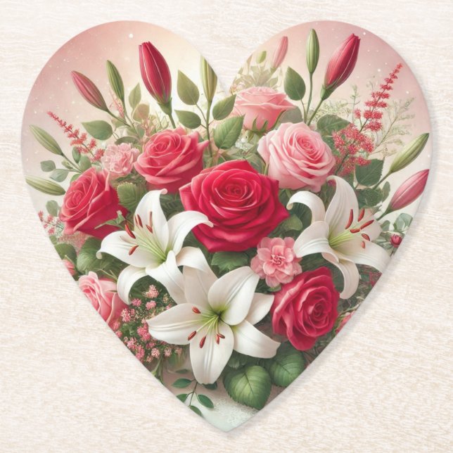 Niedlich Valentinstag Blumenstrauß Untersetzer (Vorderseite)