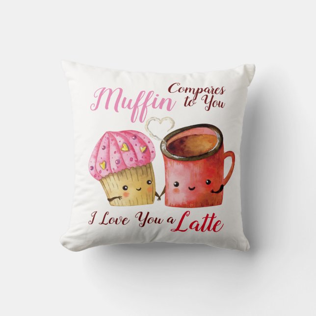Niedlich Valentinstag Cupcake und Kaffee Tasse Cou Kissen (Vorderseite)