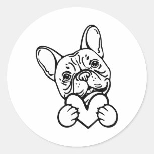 Niedlich Valentinstag Franzose Bulldog Lover Runder Aufkleber