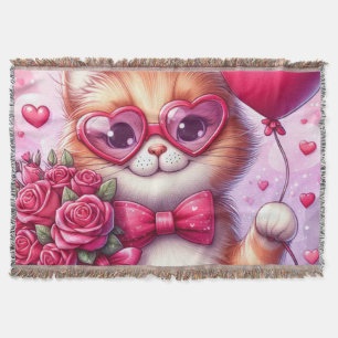 Niedlich Valentinstag Katze/Kätzchen Decke