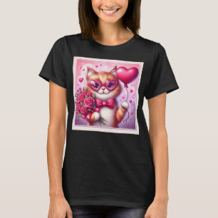 Niedlich Valentinstag Katze/Kätzchen T-Shirt