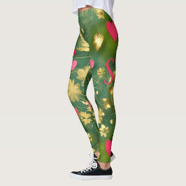 Niedlich Valentinstag Moos Grün Rosa Blumenherzen Leggings