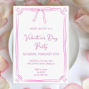 Niedlich Valentinstag Party Einladung Rosa Bow