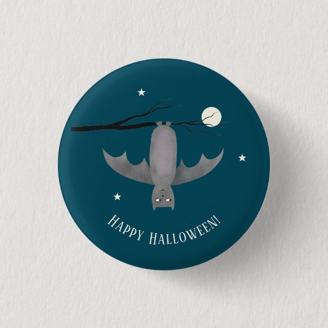 Niedlich Vampire Bat Halloween Button (Vorderseite)