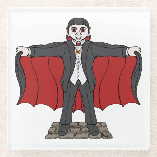 Niedlich Vampire/Dracula Glasuntersetzer (Vorderseite)