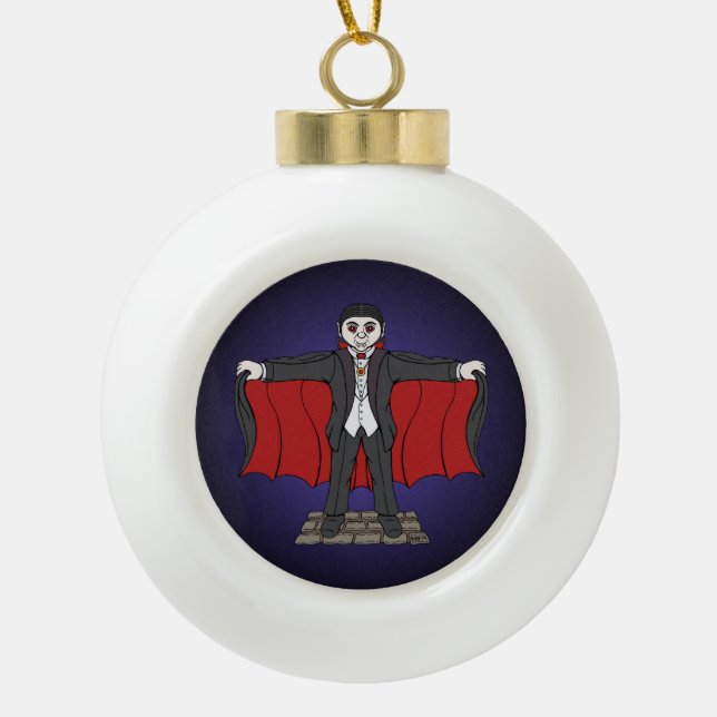 Niedlich Vampire/Dracula Keramik Kugel-Ornament (Vorderseite)