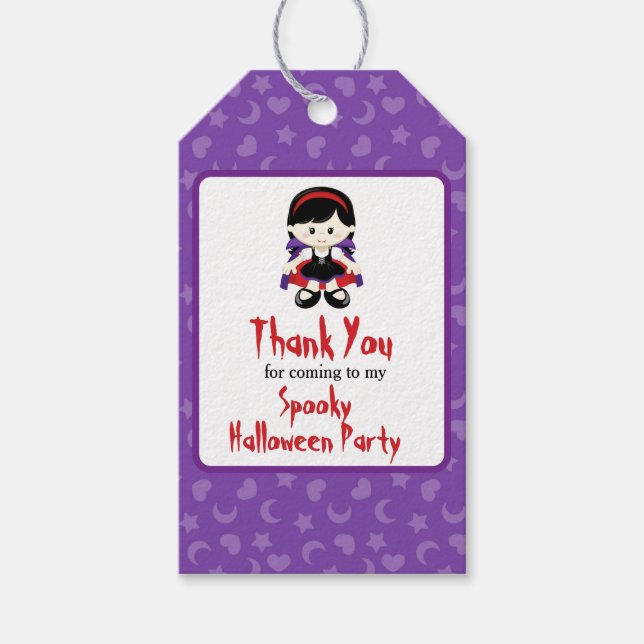 Niedlich Vampire Girl Halloween-Party Geschenkanhänger (Vorderseite)