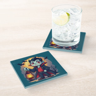 Niedlich Vampire mit Lantern Kawaii Halloween Glasuntersetzer